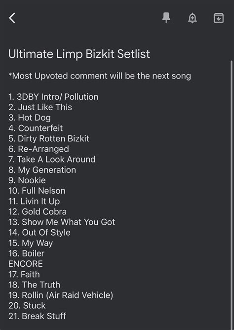 Break Stuff wins the final song of the ultimate setlist. A lot of fun ...