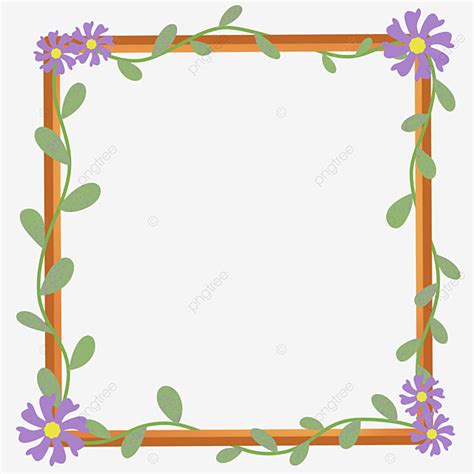 Simple Flower Frame PNG Transparent, Simple Flowers Frame, Purple, Gold, Flower PNG Image For ...