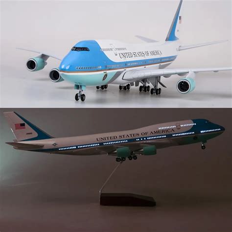 Avión de juguete B747 de la Fuerza Aérea, modelo de avión de 47CM con luz y rueda a escala 1/150 ...