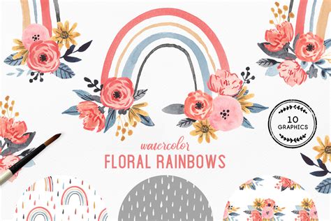 Watercolor Floral Rainbows | Decorative Illustrations ~ Creative Market