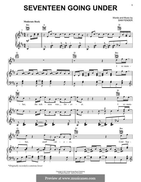 Seventeen Going Under by S. Fender - sheet music on MusicaNeo