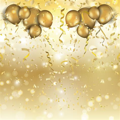 Gold balloons and confetti background 210357 Vector Art at Vecteezy