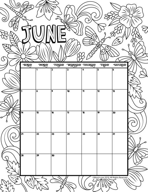 Printable Coloring Calendar