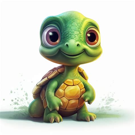 Baby Turtle Cartoon AI Digital Download Digital Art Animal Digital ...