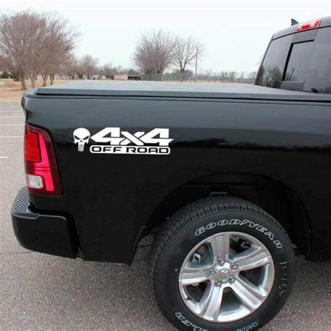 2x RAM 4x4 OFF ROAD 1500 2500 Dakota Truck Decal Punisher Skull for ...