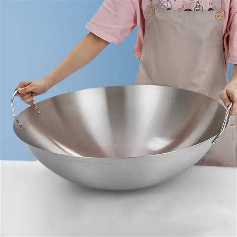 Stainless Steel Wok Pan Non Stick Frying Pan Double Ear Iron Pot ...