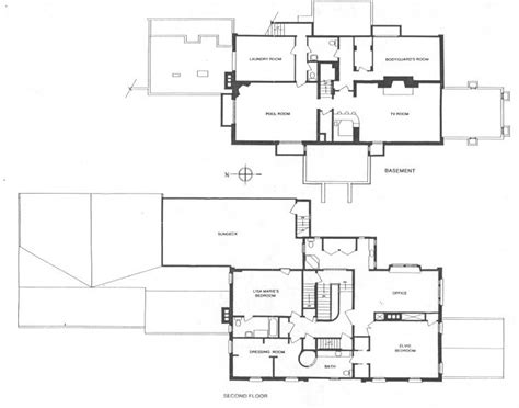 Graceland's second floor and basement | Elvis presley house, Graceland, Floor plans