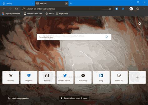 Microsoft Edge Chromium Enables Dark Mode for New Tab Page