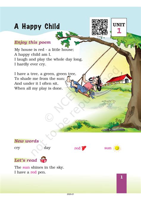 NCERT Book Class 1 English Marigold Chapter 1 A Happy Child – PSC HUNT