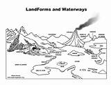 Landforms And Waterways – Coloring Nature sketch template