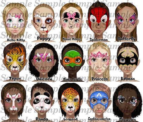 Face Painting Design Board Face Paint Design Menu Board - Etsy