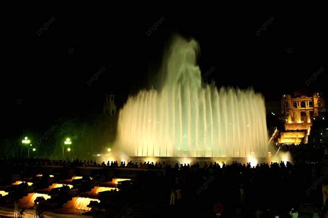 Montjuic Magic Fountain Fountain Magic Tourists Photo Background And ...