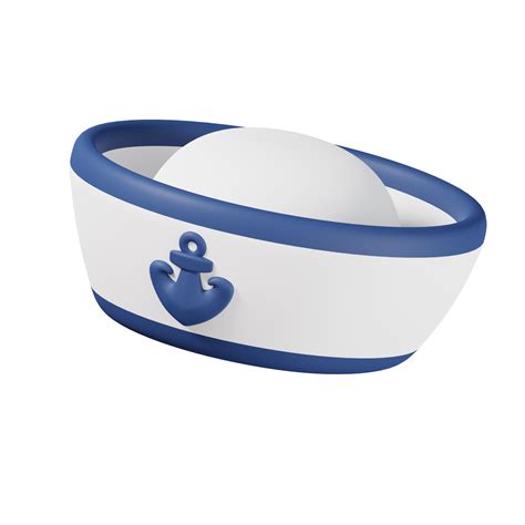 Sailor hat with blue anchor emblem isolated. 3D render of Sea and beach icon 16595924 PNG