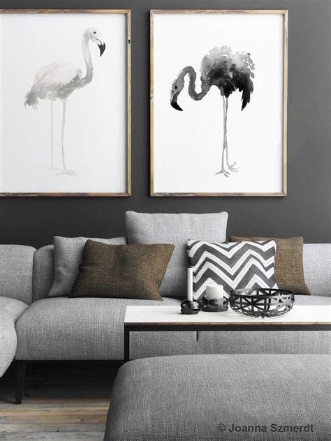 Flamingo Painting Flamingo Art Print Black and White | Etsy