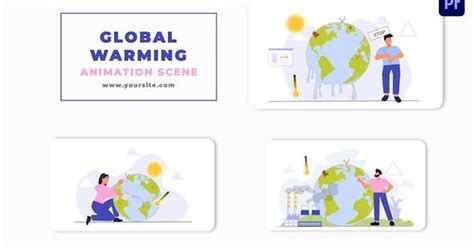 Climate Change Global Warming Vector Animation Scene, Video Templates ...