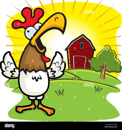 A cartoon rooster on a farm crowing Stock Vector Image & Art - Alamy