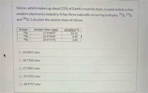 Solved Silicon, which makes up about 25% of Earth's crust by | Chegg.com