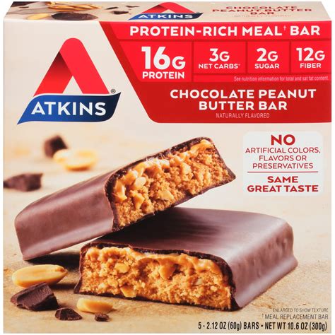 Atkins Protein-Rich Meal Bar, Chocolate Peanut Butter, Keto Friendly, 5 Count - Walmart.com