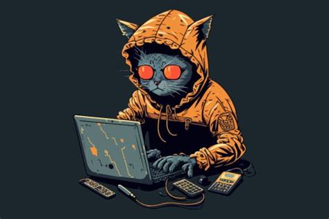 Cat Hacker Vector Illustration Graphic by BreakingDots · Creative Fabrica