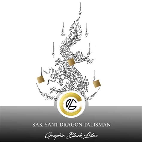 sak yant dragon Digital Tattoo Design I Graphic Black Lotus