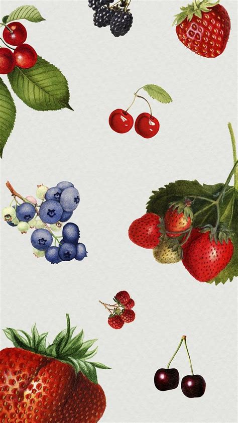 Hand drawn mixed berries on a gray | Premium PSD - rawpixel