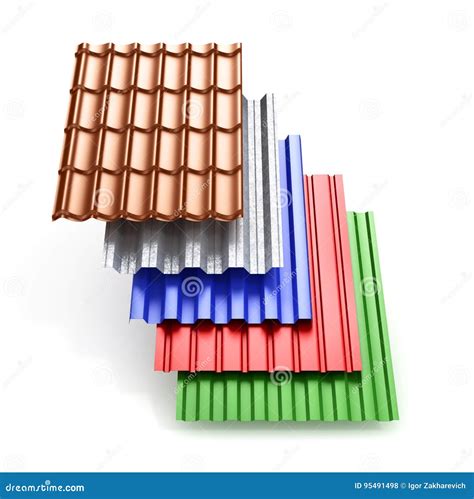 Stack of Different Types Metal Roof Coating. Stock Photo - Image of construct, profile: 95491498