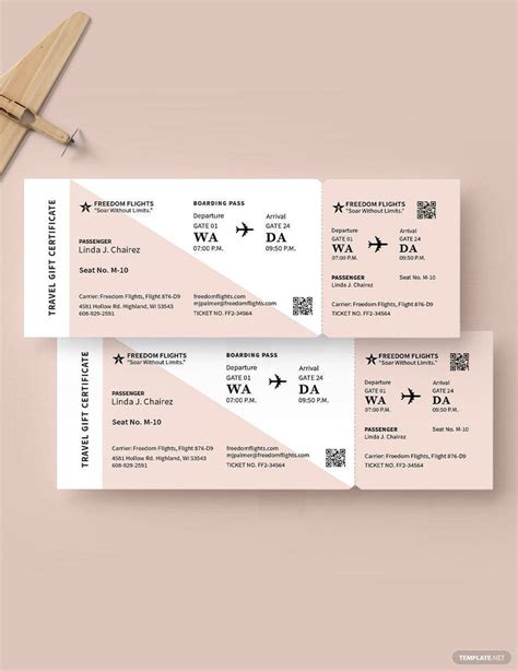 Airline Ticket Gift Invitation Template in Publisher, MS Word ...