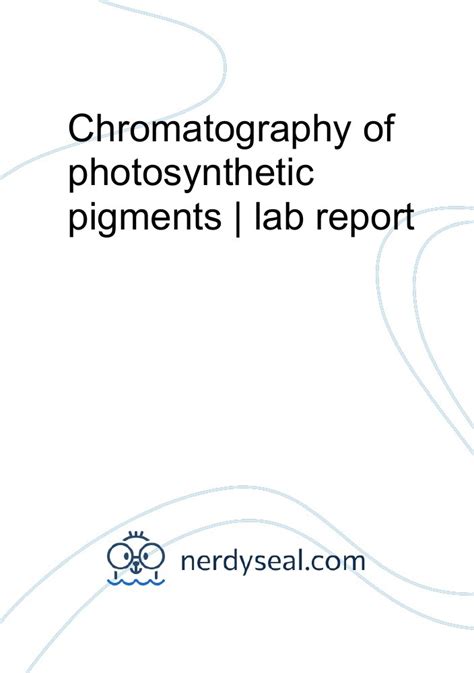 Chromatography of photosynthetic pigments | lab report - 2339 Words - NerdySeal