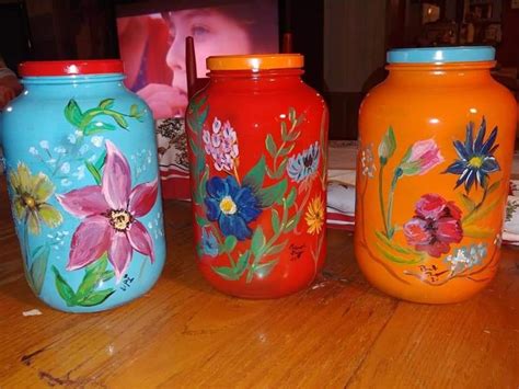Pin by Heather Blackwell on crafty in 2020 | Pickle jar crafts, Painting glass jars, Painted jars