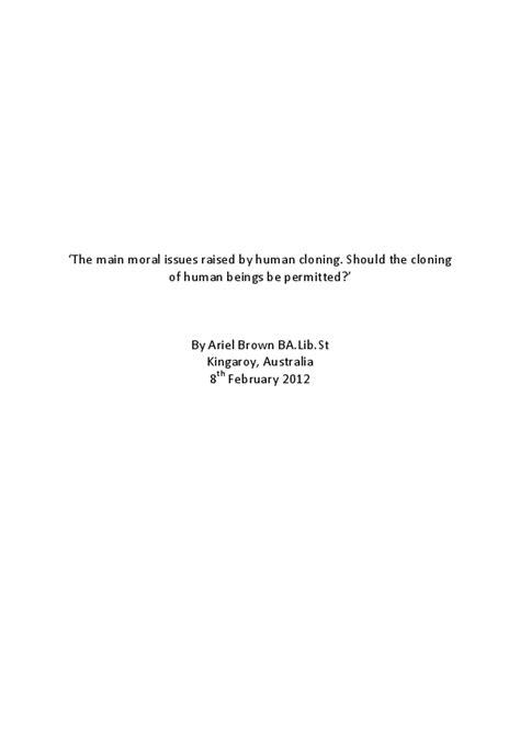 (PDF) The Ethical Issues of Human Cloning