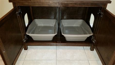 Odor Free Double Cat Litter Box Cabinet. Ideal for multiple cats. Holds two cat trays. Divided ...