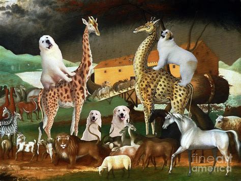 Great Pyrenees Edward Hicks Noah's Ark Painting by Sandra Sij