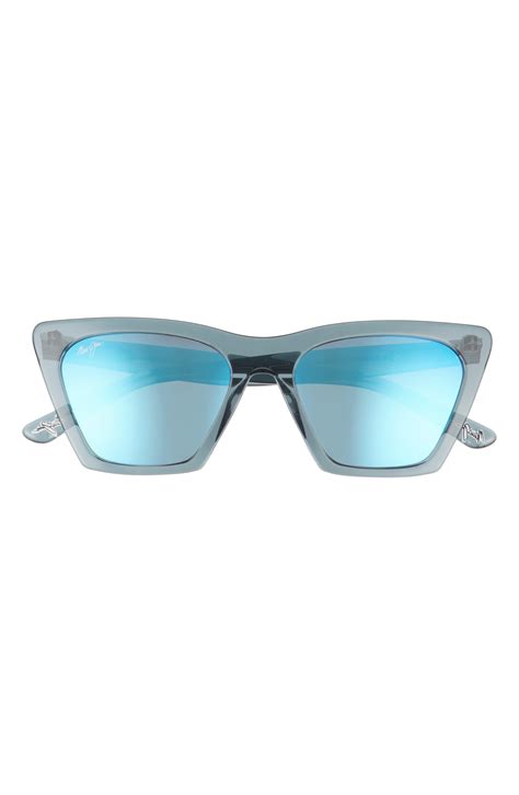 Maui Jim Kini Kini 54mm Mirrored Polarized Rectangular Sunglasses in ...