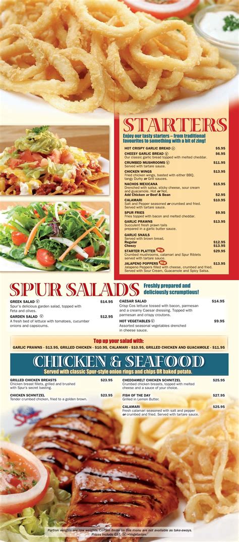 Menu - Spur Steak Ranches International