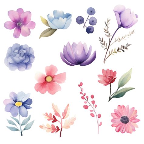 Premium Vector | Watercolor painted flowers set