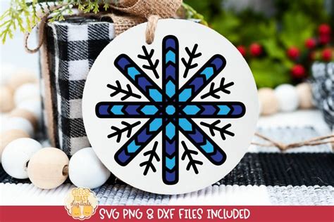 Snowflake Ornament SVG | Christmas Round Ornaments