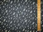 MUSIC NOTES BLACK WHITE INLAY BACKGROUND COTTON FABRIC FQ | eBay