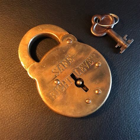 Vintage 'Safe' Eight Lever Padlock with Key