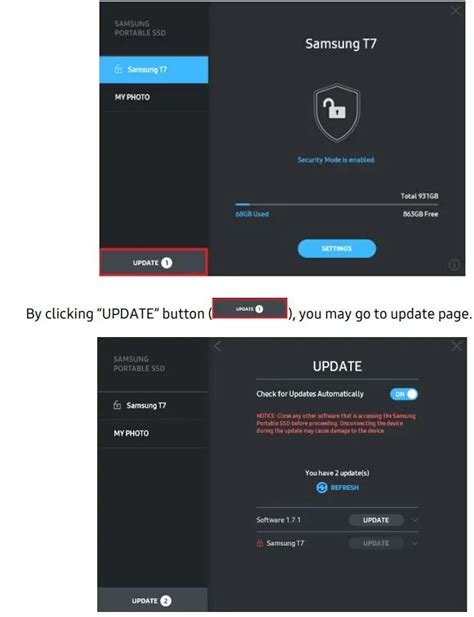 SAMSUNG Portable SSD T7 - Update software and Product Firmware - Manuals+