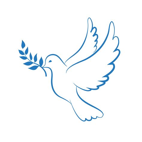 a vector image of a dove of peace in simple drawing style in blue color ...