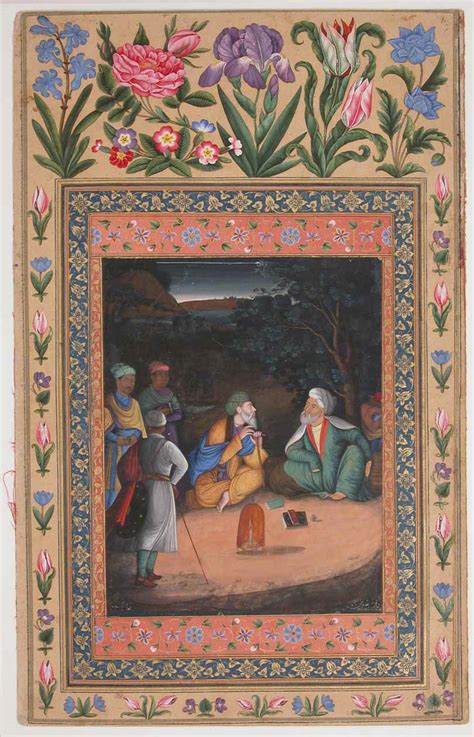 Painting by Muhammad Zaman | "A Night-time Gathering", Folio from the Davis Album | The ...