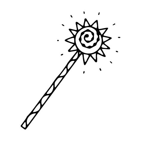 Premium Vector | Hand drawn magic wand outline doodle icon magic wand sketch