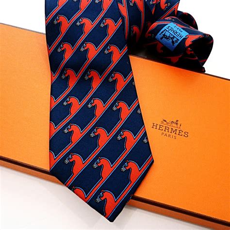 Authentic Vintage Hermes Silk Tie 875 PA Early Collection Navy Red Hor