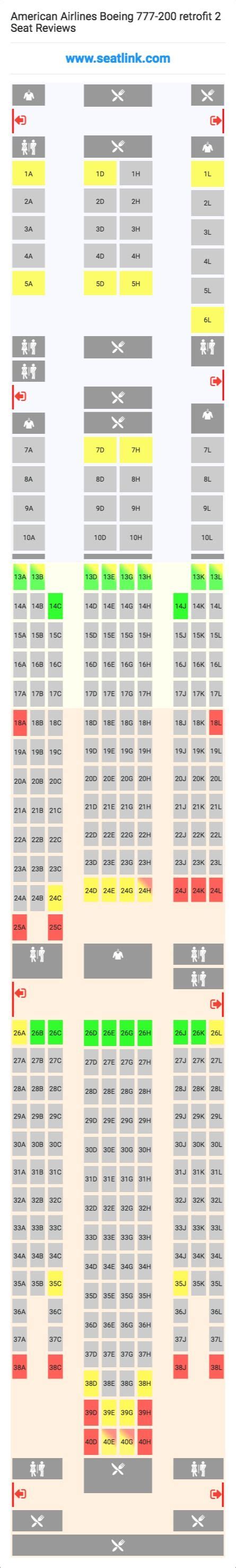 American Airlines Boeing 777-200 retrofit 2 (772) Seat Map | Airlines ...