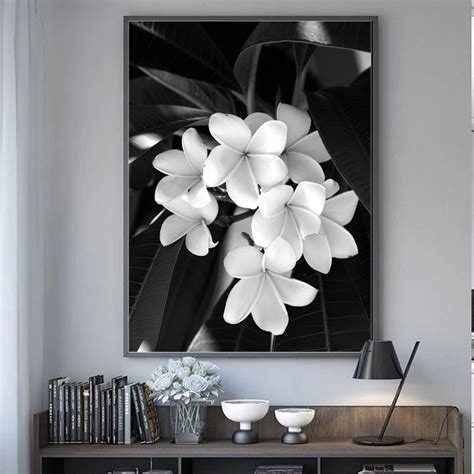 Nordic Refreshing Minimalist Black and White Flowers Canvas Paintings Printed Lily Posters Wall ...