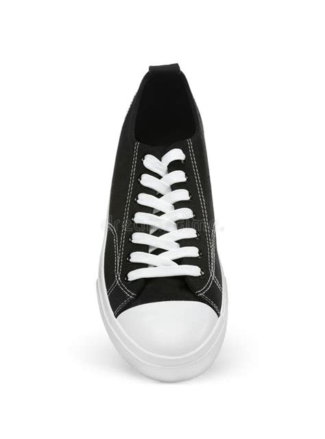 One Black Classic Old School Sneaker Isolated on White Stock Photo ...