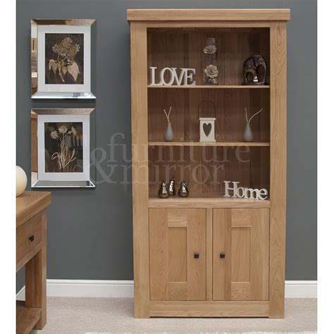 Chunky Two Door Solid Oak Bookcase - Furniture and Mirror