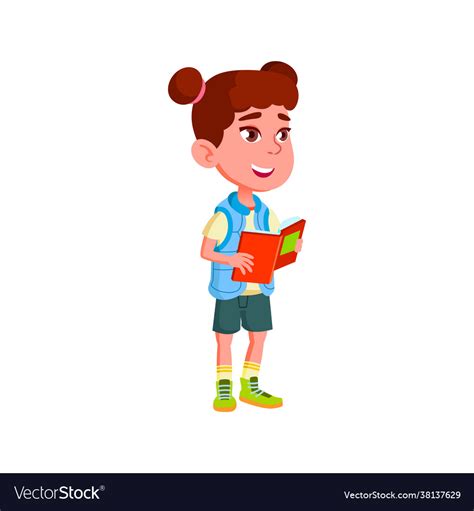 Cheerful young kid reciting poems in class cartoon