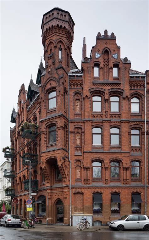 Brick Gothic Revival apartment building in Hannover, Germany [building ...