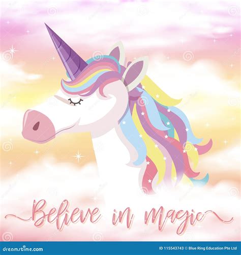 Cute Unicorn and Rainbow Background Stock Vector - Illustration of ...